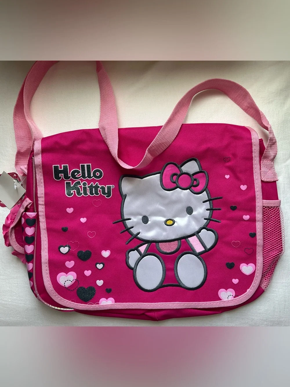 Vintage Hello Kitty Hot Pink and Light Pink Kids Tote Bag Y2K Deadstock